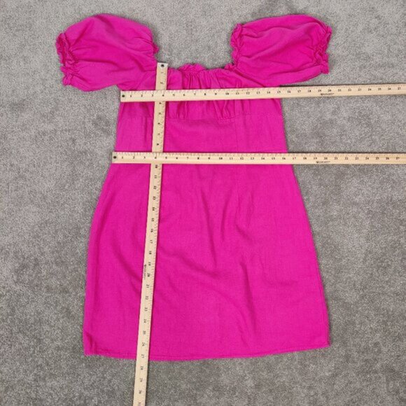 Dynamite Women's Dress Size L Pink Linen Rayon Barbiecore Summer Beach Stylish - Picture 7 of 9